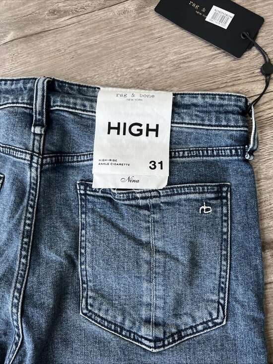 Rag Bone Nina High Rise Cigarette Crop Jean Womens 31 Vallery Wash New - Picture 15 of 16